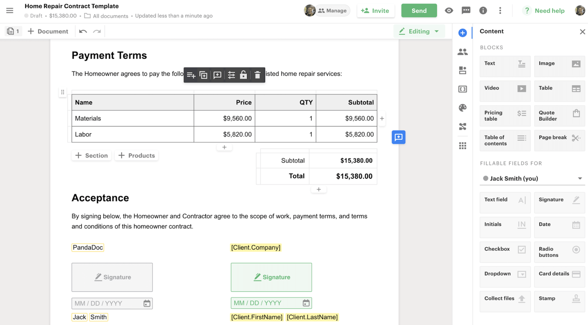 [Blog image] consulting software_PandaDoc screenshot