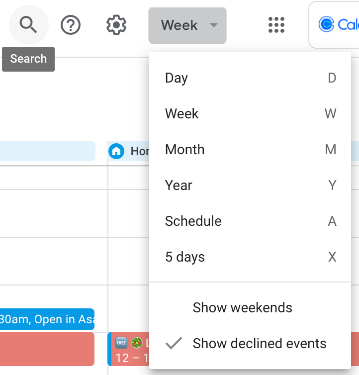 Use Google Calendar's "Day" view to stay focused on today’s tasks.