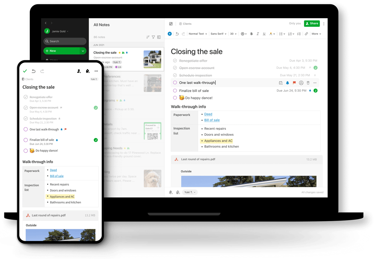 This Evernote screenshot shows how user friendly the app is on desktop and on mobile.