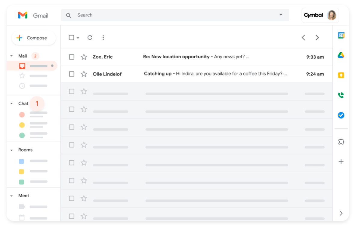 screenshot of the inbox within Google Workspace