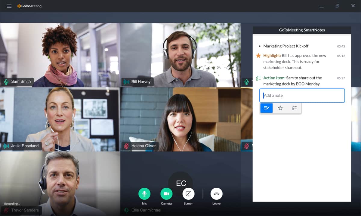 GoToMeeting screen