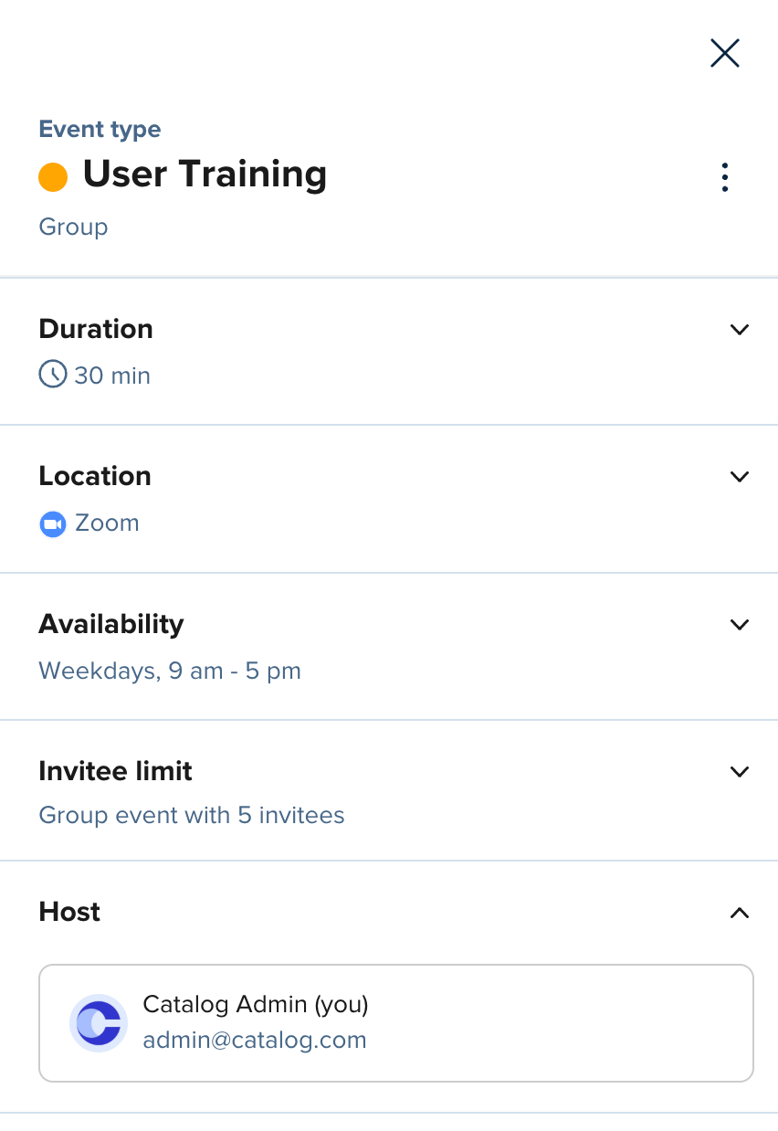 Screenshot of the Calendly Event Type editor for a group event