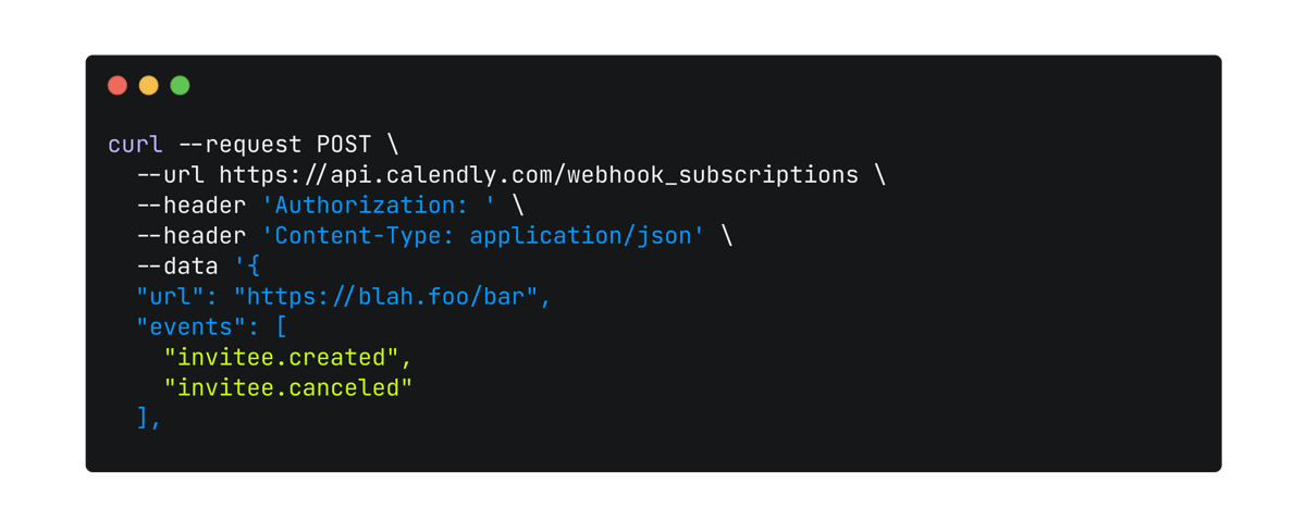 Screenshot of webhook code
