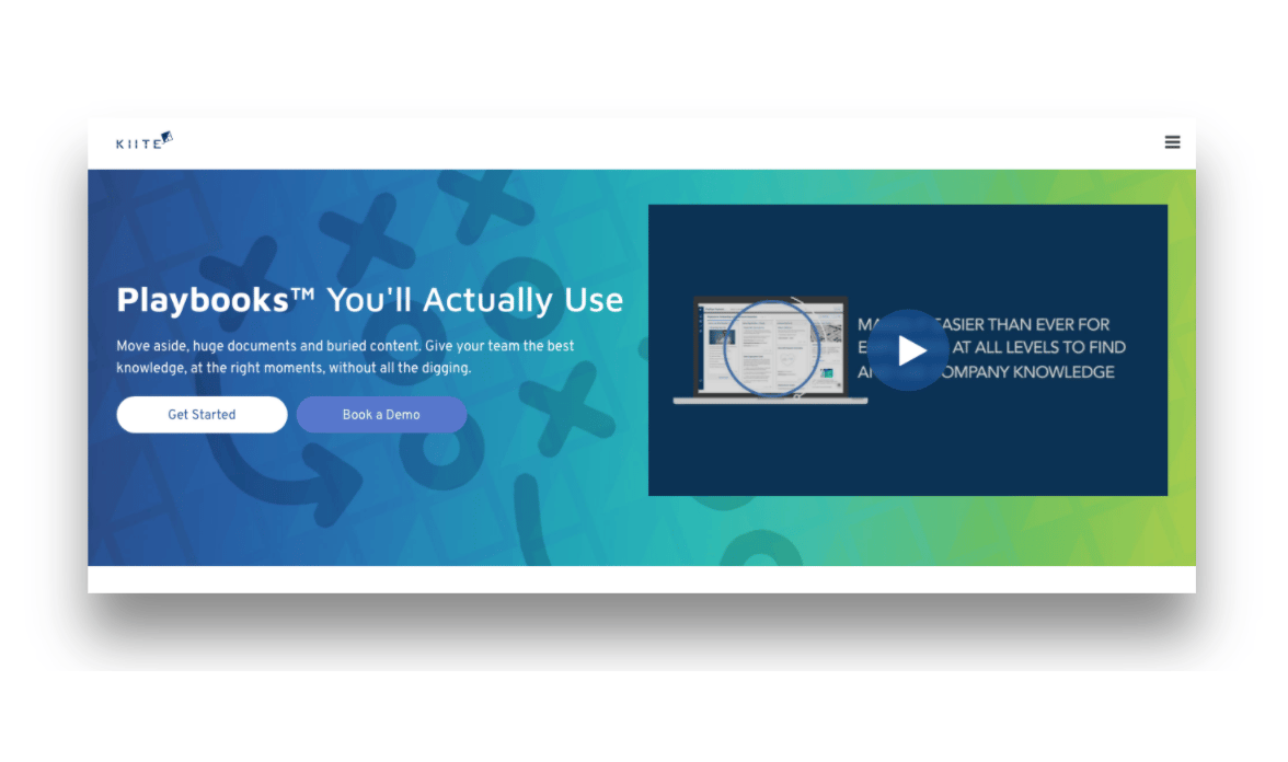 Kiite is a free content hub that uses AI to help your sales team develop playbooks and a sales toolkit. 