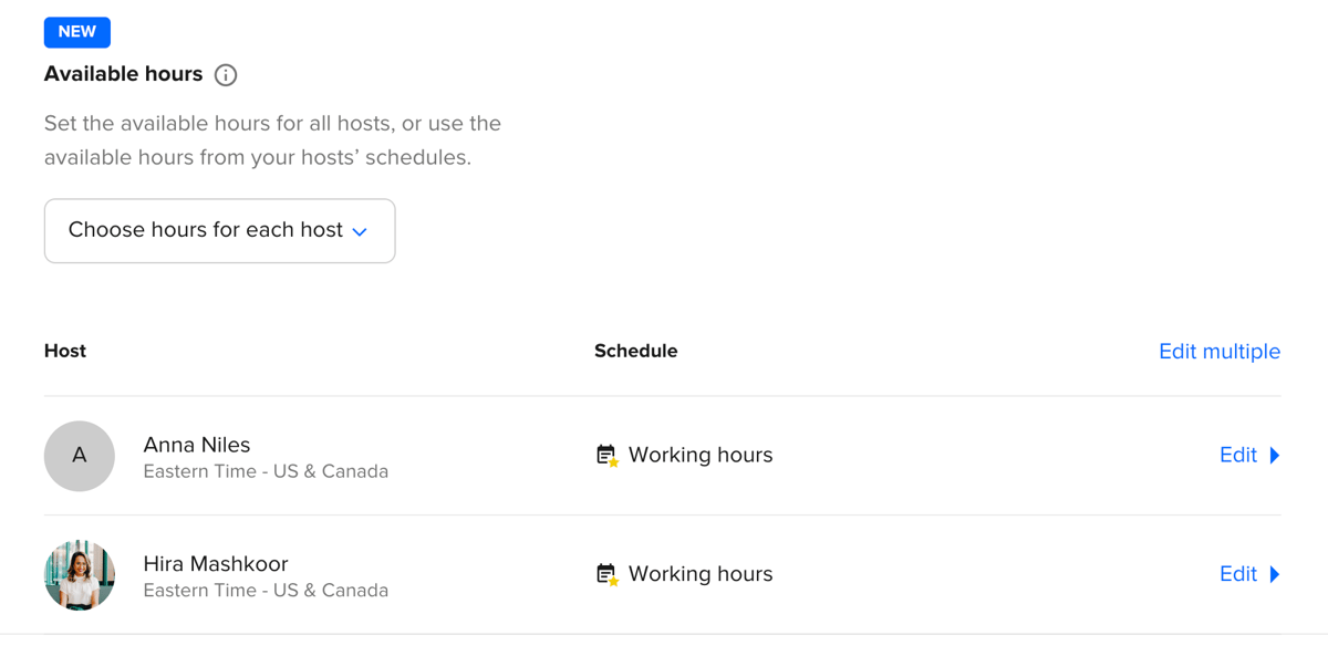 Available Hours to teams screenshot
