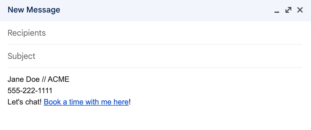 Calendly link embedded in email signature