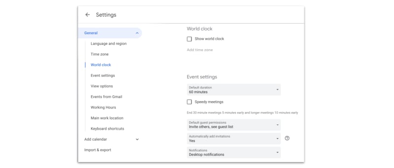 Here's how to set world clock in Google Calendar.