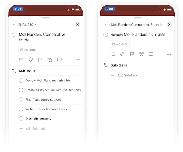 Student planner apps - blog - Todoist screenshot