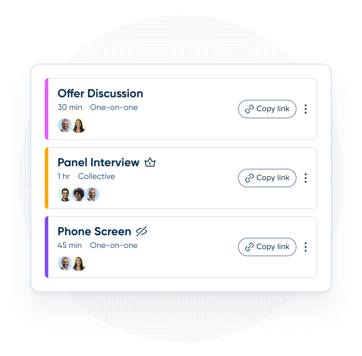 Multiple event types allow you to schedule different lengths of meetings.