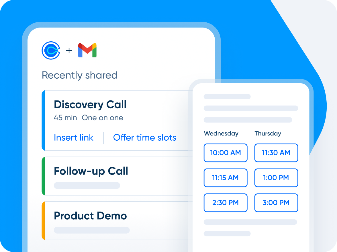 Offer time slots in email with one click