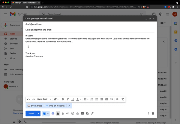 Download Calendly for Chrome: The extension allows you to embed custom times into Gmail.