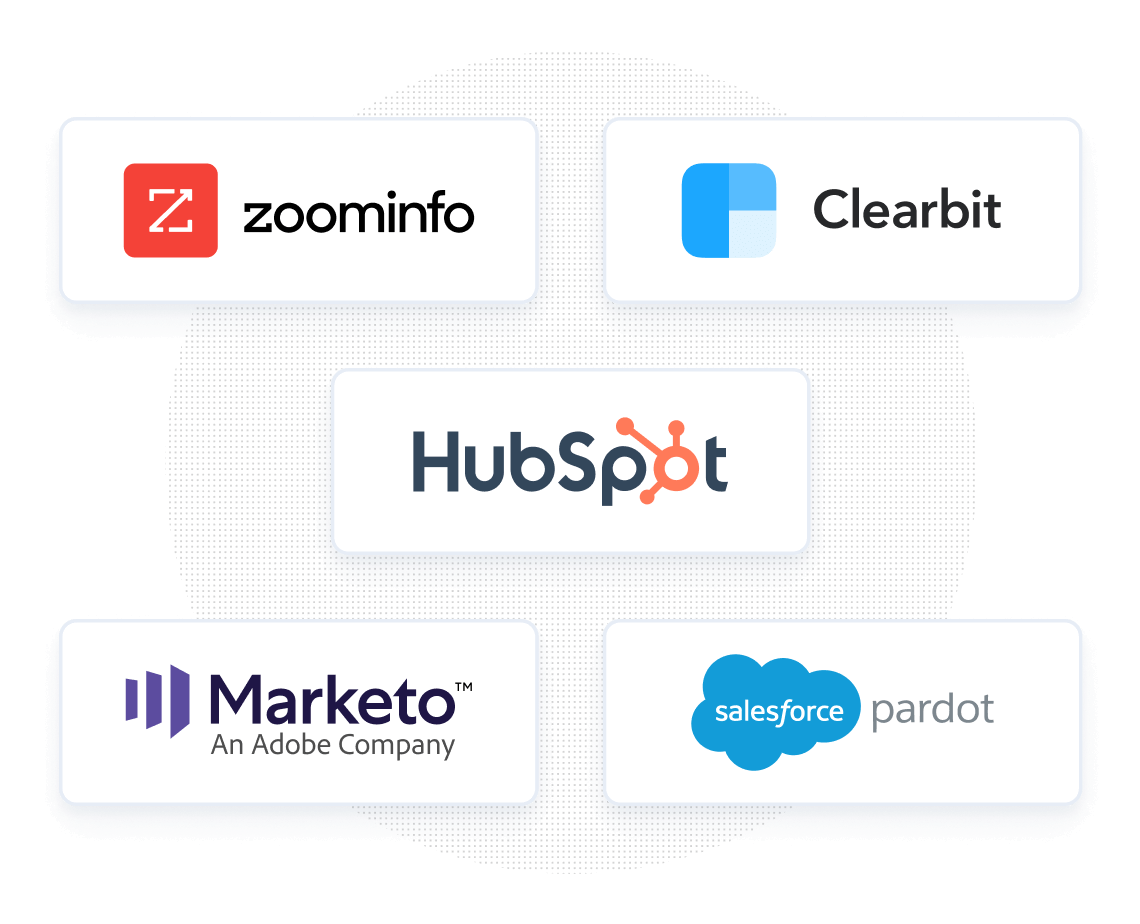 Use Clearbit or ZoomInfo enrichment data in HubSpot or Marketo marketing forms. Shorten forms and dial in your scheduling routes with industry, company size, and other enriched data.